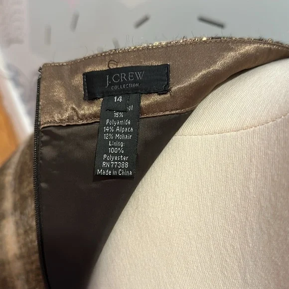 JCrew Collection Metallic Plaid Italian Wool Pencil Skirt - Picture 5 of 8